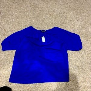 Express Royal Blue Blouse with Shoulder Cut-Out